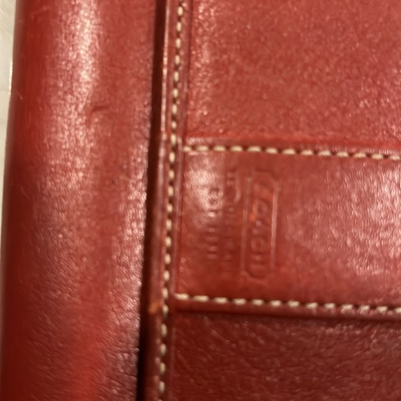 Coach Trifold Wallet with Removable Checkbook Cover 2pc Red Leather - Picture 9 of 9